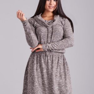 Wholesale Grey and beige melange dress with stripes