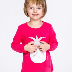 Wholesale Raspberry Cotton Girl Blouse with Pineapple