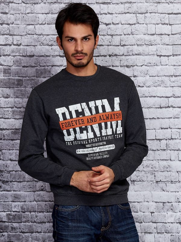 Wholesale Dark grey sweatshirt for men with print in American style