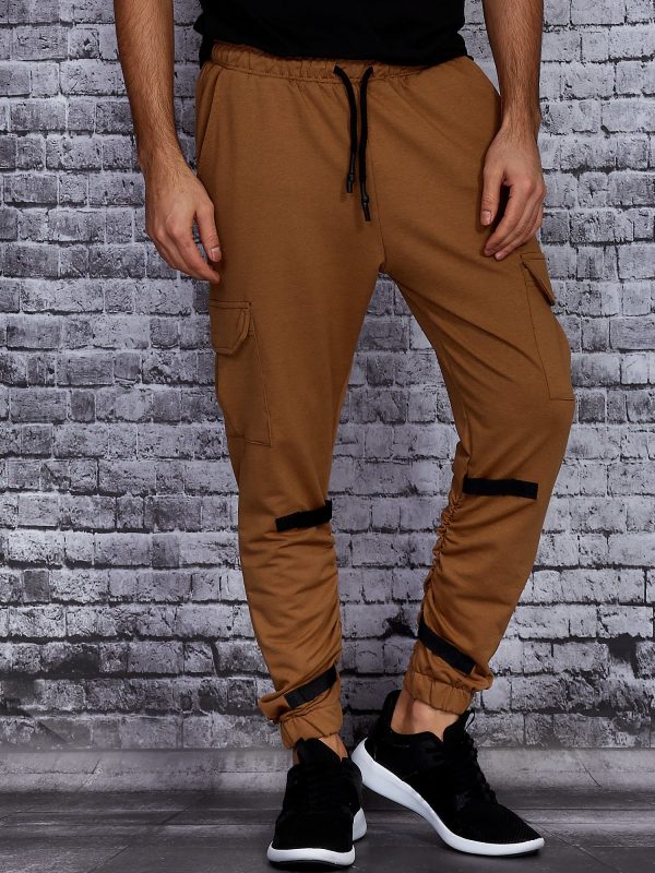 Wholesale Beige men's joggers with pockets