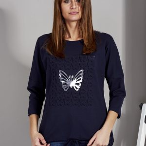 Wholesale Navy blue butterfly sweatshirt