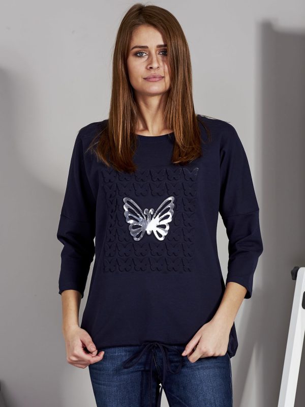 Wholesale Navy blue butterfly sweatshirt