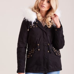 Wholesale Black Hooded Short Parka