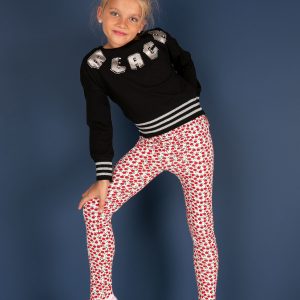 Wholesale Red leggings for girl in flowers