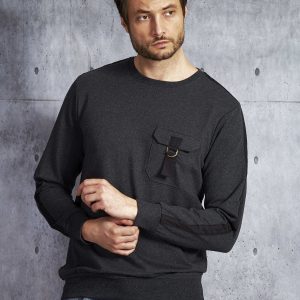 Wholesale Dark grey sweatshirt for men with pocket