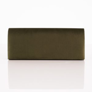 Wholesale Satin plain clutch bag with khaki mirror