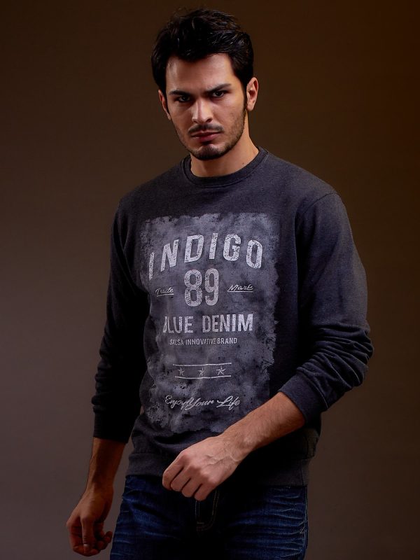 Wholesale Dark grey printed sweatshirt for men