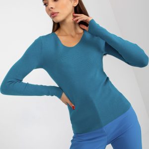 Wholesale Sea Plain Classic V-Neck Sweater