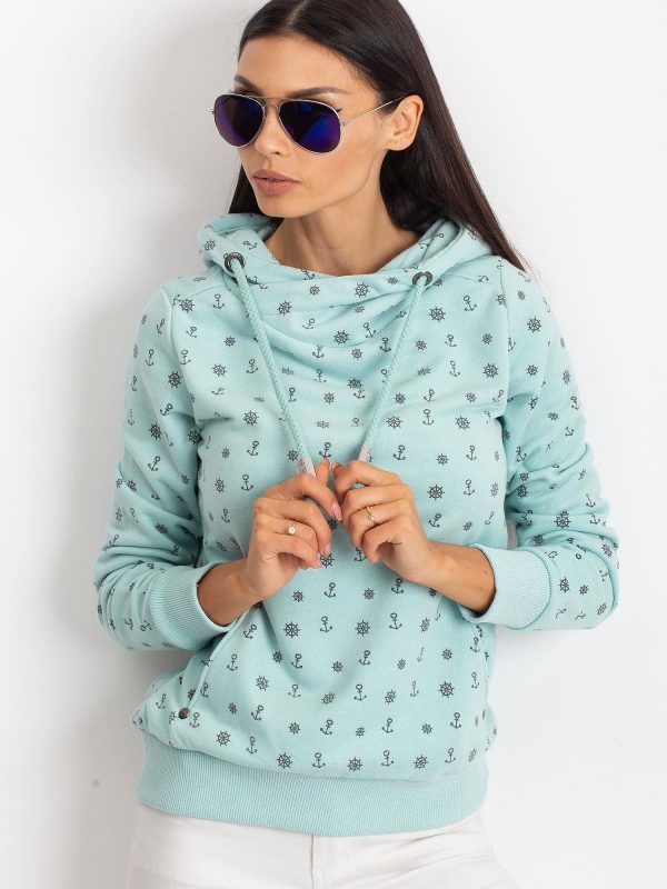 Wholesale Mint sweatshirt with sailor motifs