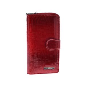 Wholesale Dark Red Patent Leather Wallet Crocodile Pattern Zipper