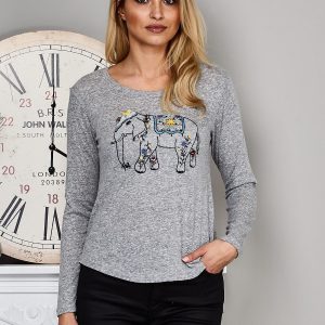 Wholesale Grey blouse for women with elephant