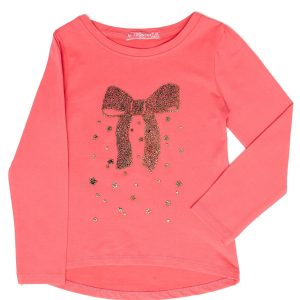 Wholesale Coral blouse for girl with jewelry bow