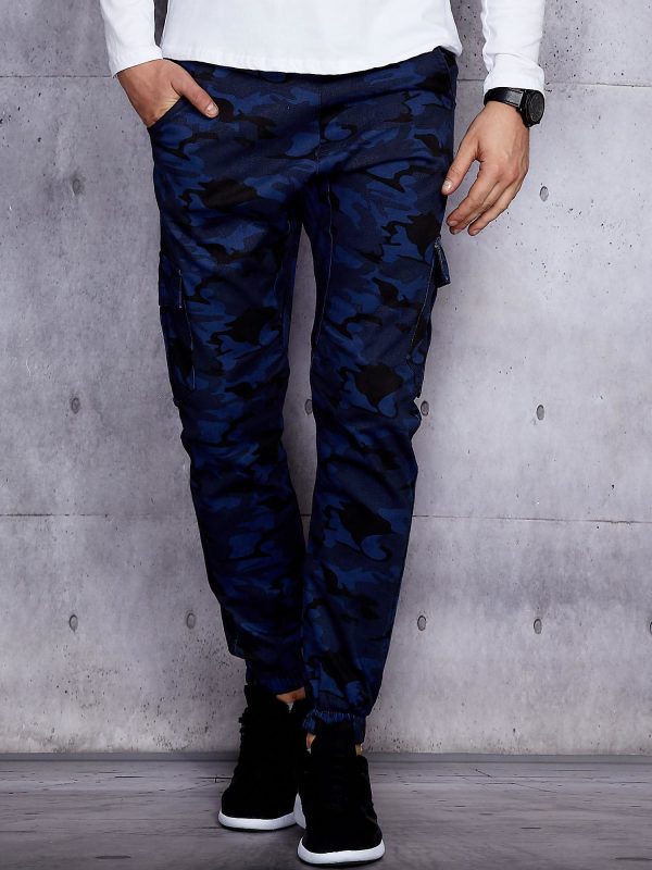 Wholesale Navy blue men's camo joggers