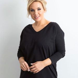 Wholesale Black blouse with V-neck PLUS SIZE