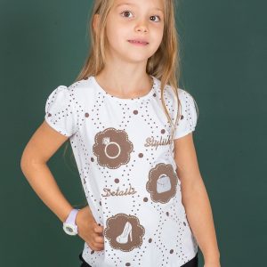 Wholesale White t-shirt for girl with stripes