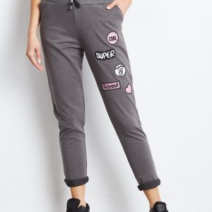 Wholesale Dark grey sweatpants with stripes