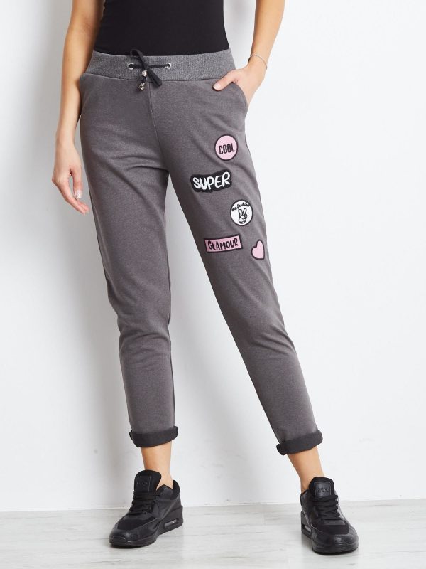 Wholesale Dark grey sweatpants with stripes