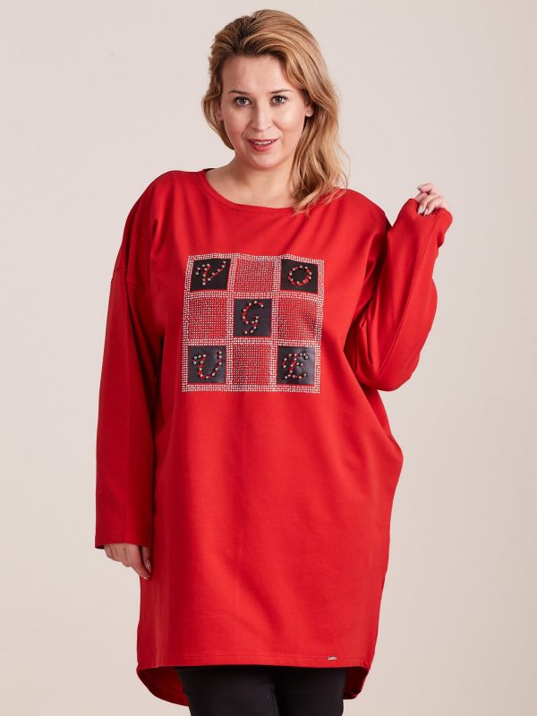 Wholesale Red tunic with PLUS SIZE application