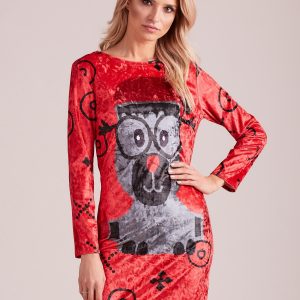 Wholesale Red Christmas dress with reindeer