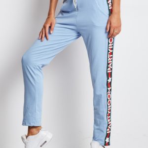 Wholesale Sweatpants light blue with wide stripe