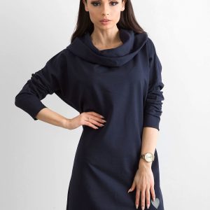 Wholesale Navy blue dress with wide collar