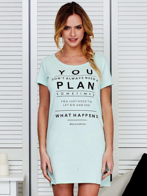 Wholesale Cotton mint dress with inscriptions