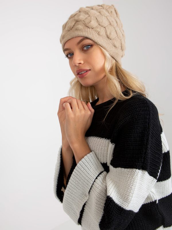 Wholesale Beige Women's Knitted Winter Hat