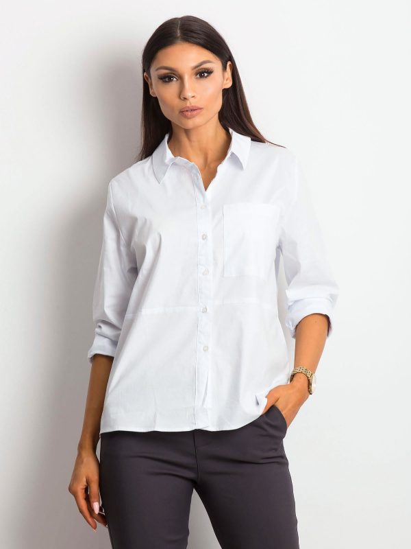 Wholesale Women's shirt white with pocket