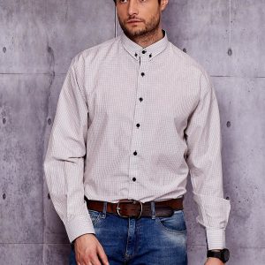 Wholesale Beige Plus Size Checkered Men's Shirt