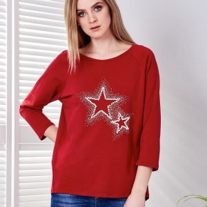 Wholesale Blouse dark red with jewelry stars