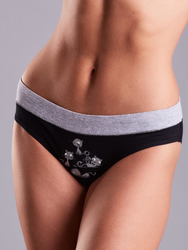 Wholesale Women's Black Printed Panties