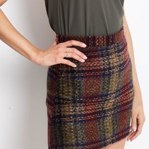 Wholesale Green Knitted Checkered Mini Skirt