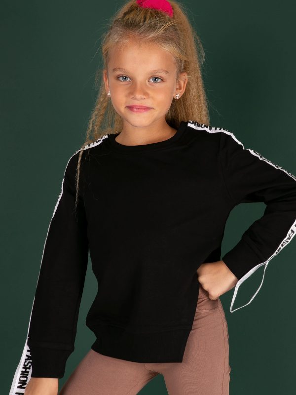 Wholesale Black asymmetrical sweatshirt for girl