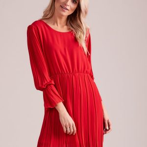 Wholesale Red Pleated Dress