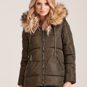 Wholesale Khaki winter jacket with fur