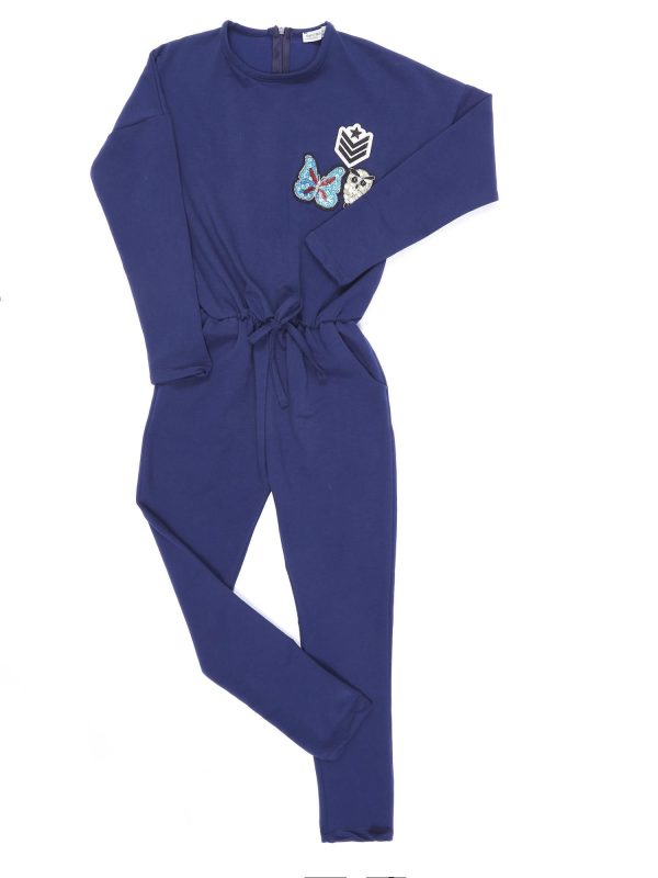 Wholesale Navy blue jumpsuit for girl with patches