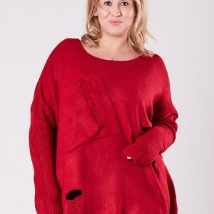 Wholesale Burgundy Plus Size Loose Sweater