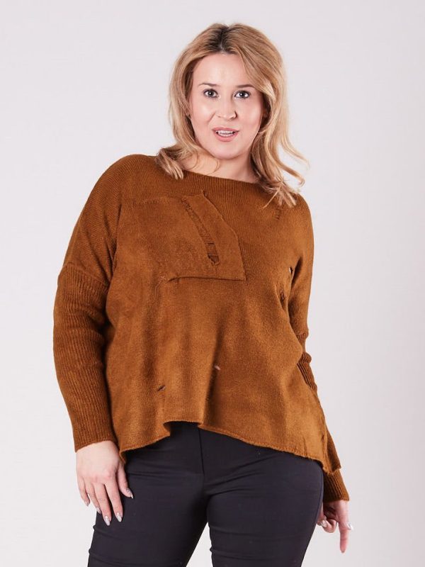 Wholesale Brown Plus Size Loose Sweater