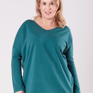 Wholesale Green V-neck blouse PLUS SIZE