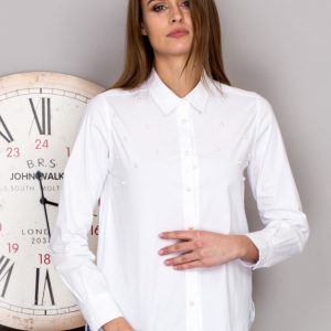 Wholesale Women's shirt with pearls white