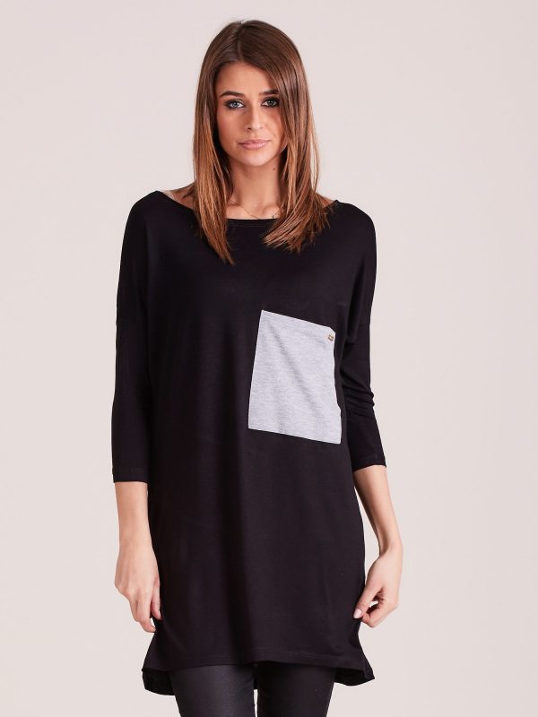 Wholesale Black Casual Tunic with Pocket