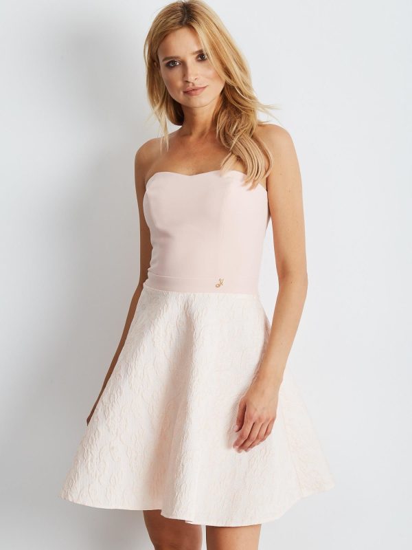 Wholesale Light Pink Flared Strapless Dress