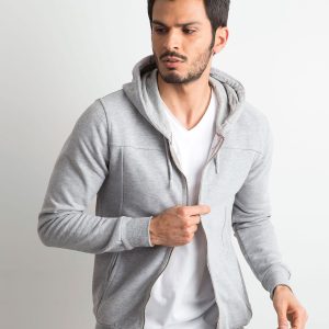 Wholesale Grey Men's Hooded Sweatshirt