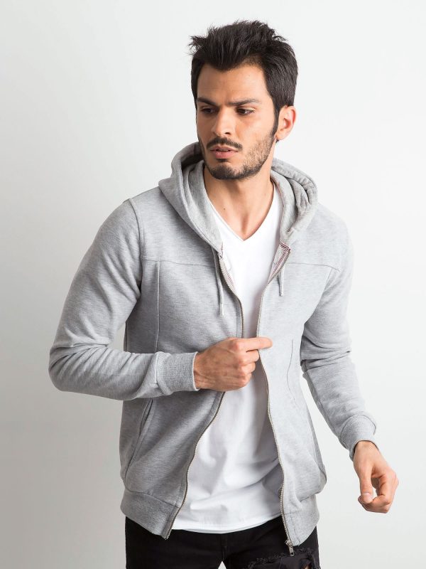 Wholesale Grey Men's Hooded Sweatshirt