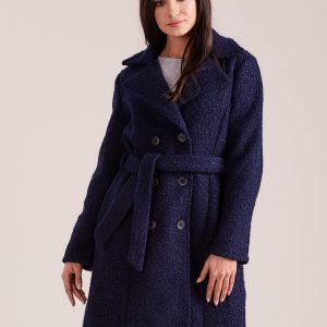 Wholesale Navy double-breasted boucle coat