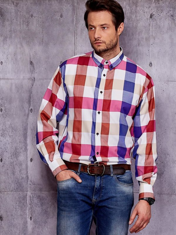 Wholesale Men's shirt in wide color plaid PLUS SIZE