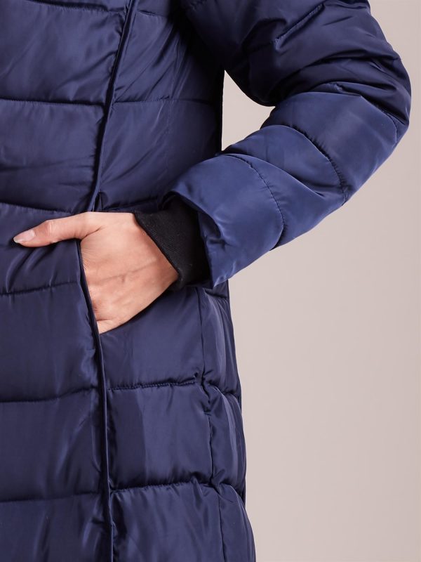 Wholesale Navy Blue Quilted Women's Winter Jacket