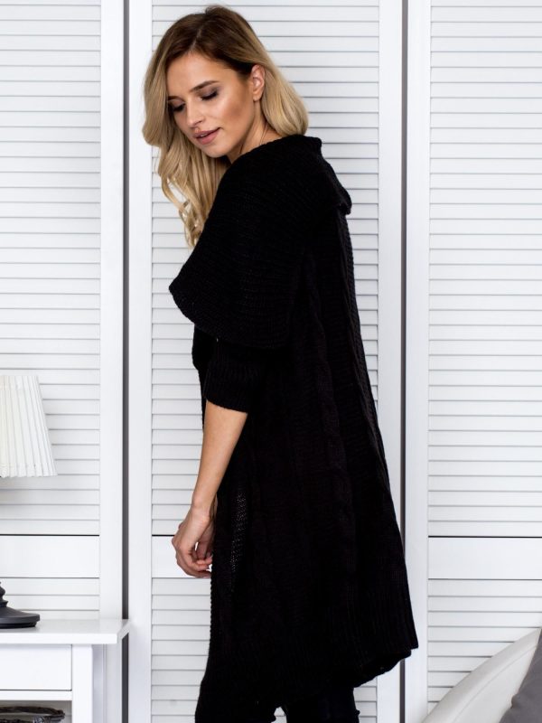 Wholesale Black Long Sweater With Loose Collar