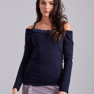 Wholesale Navy blue blouse with lace