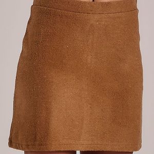 Wholesale Light brown trapezoidal mini skirt